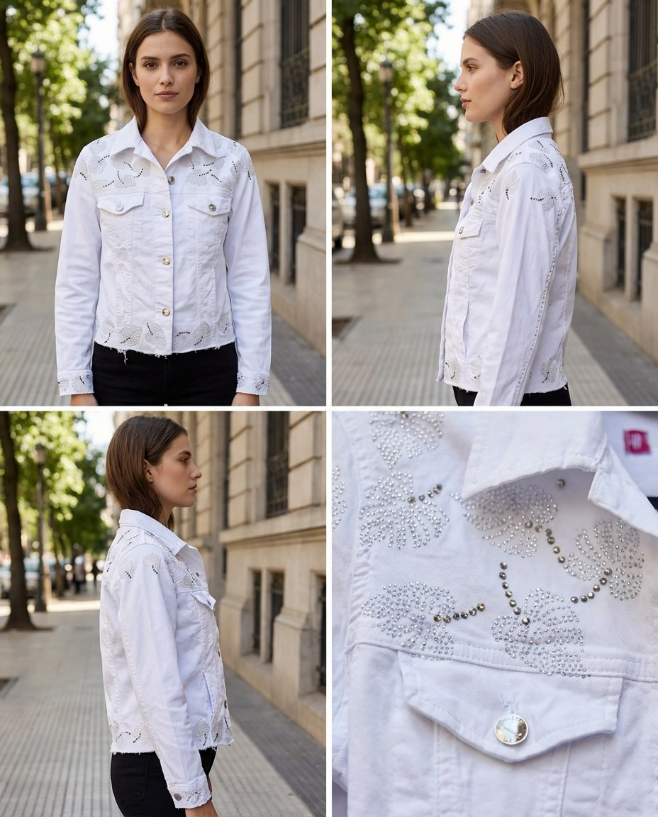 Campera blanca bordada